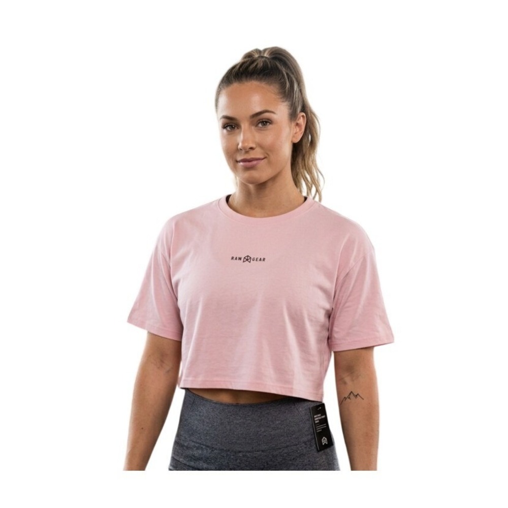 Rawgear Cropped‎ Baby Tee Light Pink Cotton Rayon Knit Short Sleeve Crewneck L